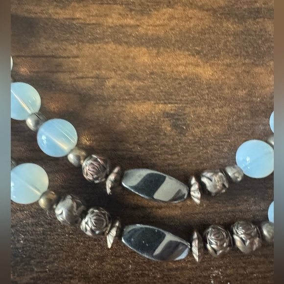 Vintage Moonstone & Hematite Double Strand Beaded Necklace - Picture 4 of 6